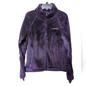 Columbia Women's Plush Fleece Fitted Full Zip Mock Neck Purple Jacket Size XL